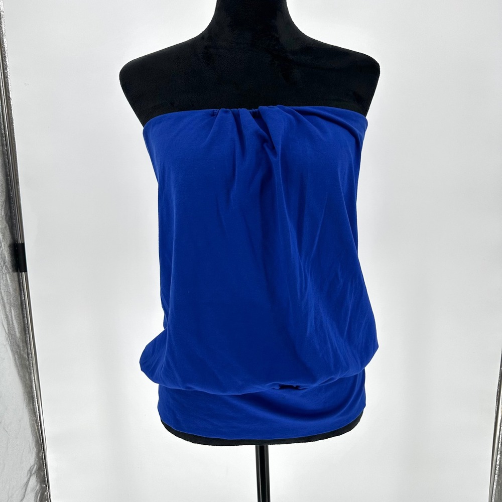 Bra Tops Supima Cotton Blue Ruched Relaxed Fit Tube Tops Summer Going Out Large